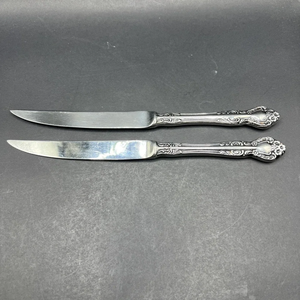 Pair‎ Ekco Eterna Stainless Steel Japan Serrated Dinner Knives Knife
